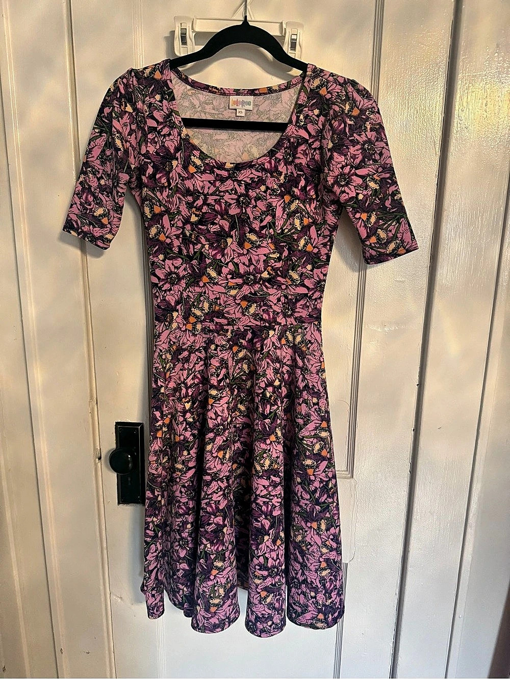 LuLaRoe Amelia Dress Floral Midi Pink & Black XS